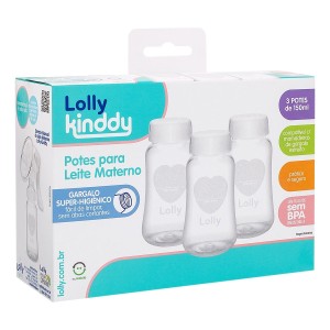 Lolly Kinddy Potes Para Leite Materno 3 Unid. De 150ml.