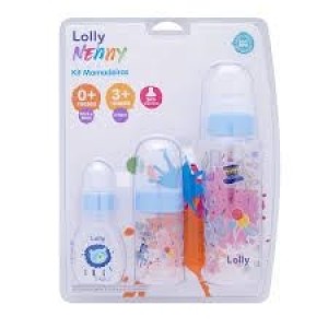 Lolly Nenny Kit Mamadeiras 0+ Meses; 3+ Meses Azul.
