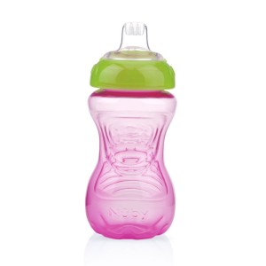 Copo Com Bico De Silicone 300ml Rosa / Verde