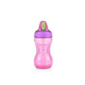 Copo Com Canudo Rígido Retrátil 300ml Rosa/Rosa