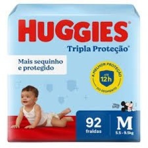 Fralda Huggies Hiper Azul M Com 92
