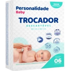 Lençol  Trocador Absorvente Descartável Personalidade Baby com 6 unidades 80x60cm